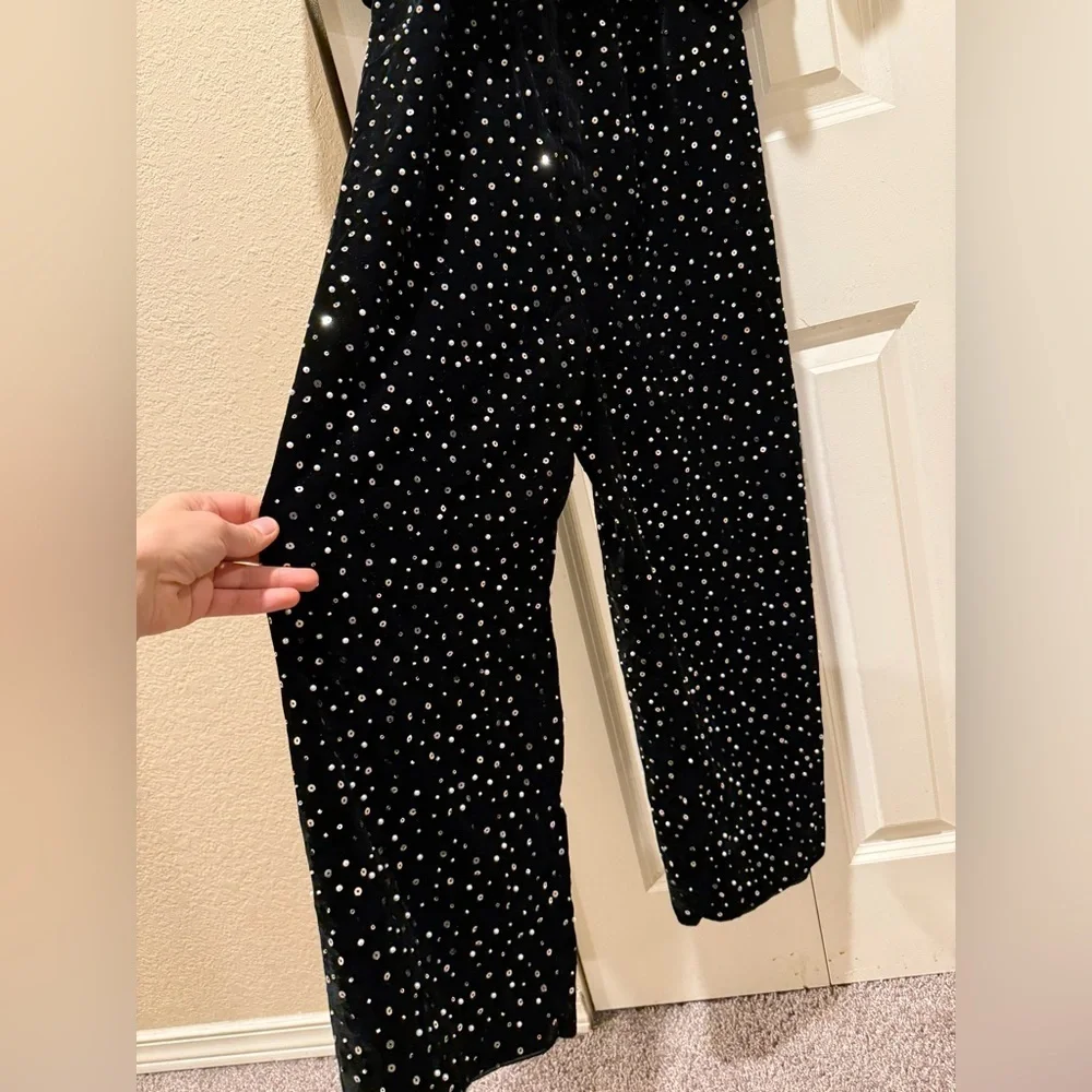 NWT ZARA‎ Kids Sequin Velvet Jumpsuit Girls Party Holiday , size 11-12 Years - Picture 6 of 13